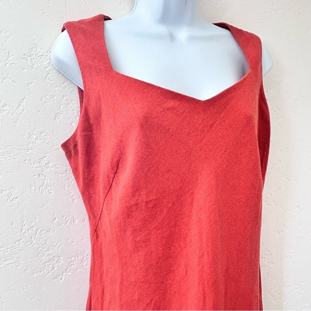 LENNIE New York Vintage 90s Linen Maxi Dress Sweetheart Neckline Coral Size 10 M - Picture 5 of 12